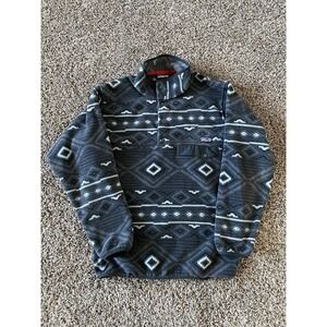 Patagonia Snap-T Pullover Men's Small Gray Aztec Tribal Synchilla Fleece Outdoor
